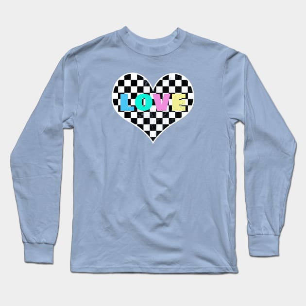 Checkered LOVE Long Sleeve T-Shirt by Pinkazoid